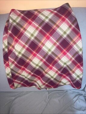 Cherokee Plaid Mini Skirt in Burgundy, Pink & Green
